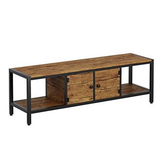 58 Inch Media Console with Cabinets & Open Shelves, Storage TV Stand, Fits TVs up to 75 Inch