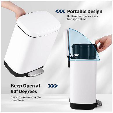 Step on Trash Can, Hands-Free Foot Pedal Garbage Bin with Odor Control Lid