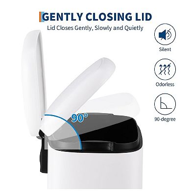 Step on Trash Can, Hands-Free Foot Pedal Garbage Bin with Odor Control Lid