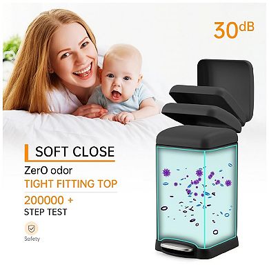 Bathroom Trash Can with Lid, 12l/ 3.2 Gallon Trash Can with Removable Inner Bucket