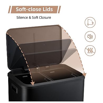 8 Gallon/30 Liter Dual Compartment Trash Can, 2 x 15l Two Compartment Trash Bin