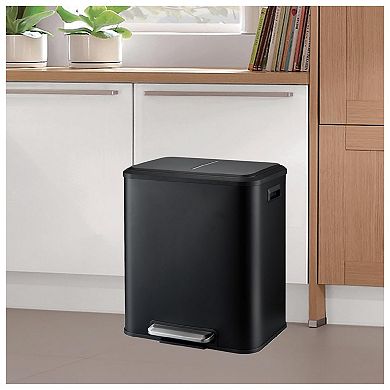 8 Gallon/30 Liter Dual Compartment Trash Can, 2 x 15l Two Compartment Trash Bin