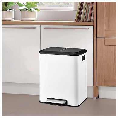 8 Gallon/30 Liter Dual Compartment Trash Can, 2 x 15l Two Compartment Trash Bin