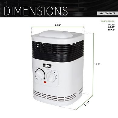 Techni Home 360° Ceramic Space Heater with Adjustable Thermostat