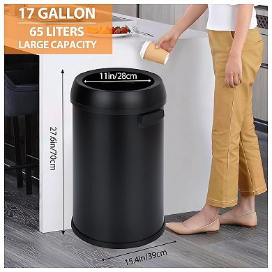 1Pcs Heavy Duty Stainless Steel Trash Can Commercial Round Garbage Bin with Open-Top