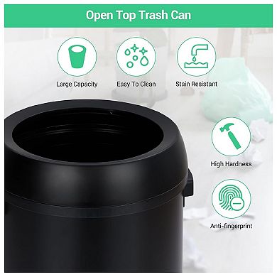 1Pcs Heavy Duty Stainless Steel Trash Can Commercial Round Garbage Bin with Open-Top