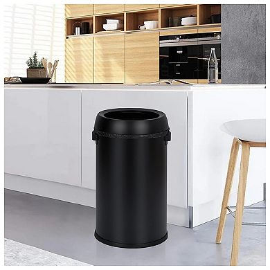 1Pcs Heavy Duty Stainless Steel Trash Can Commercial Round Garbage Bin with Open-Top