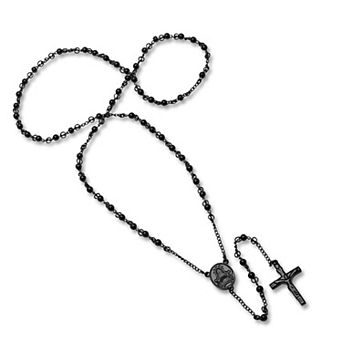 Steeltime 26" Black ip stainless steel beaded rosary
