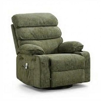 Rocking Recliner Chair, 360° Swivel Upholstered Linen Glider for Living Room Small Spaces