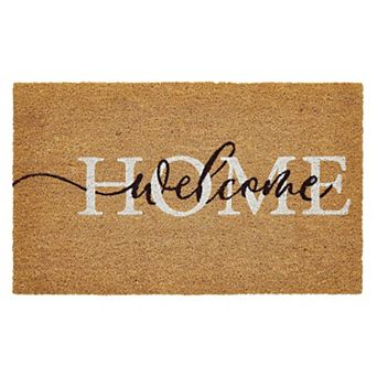 Kate Aurora Welcome Home Calligraphy Bristled Coir Outdoor Welcome Mat
