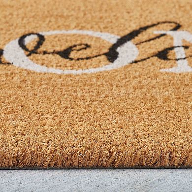 Kate Aurora Welcome Home Calligraphy Bristled Coir Outdoor Welcome Mat