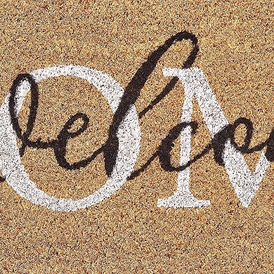 Kate Aurora Welcome Home Calligraphy Bristled Coir Outdoor Welcome Mat