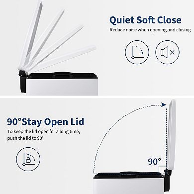 12 Gal & 2.6 Gal Stainless Steel Trash Can Combo Set, Slim Step-on Garbage Can Bin with Inner Bucket