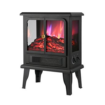 Techni Home 1500W Freestanding Electric Fireplace Heater with Flames