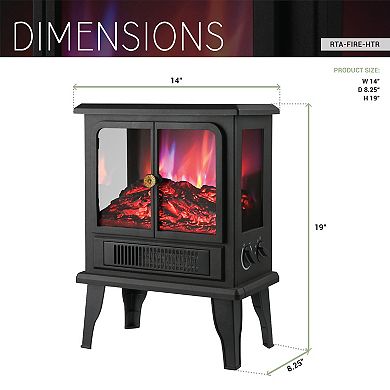 Techni Home 1500W Freestanding Electric Fireplace Heater with Flames
