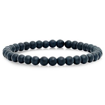 Steeltime Men's black lava beaded bracelet