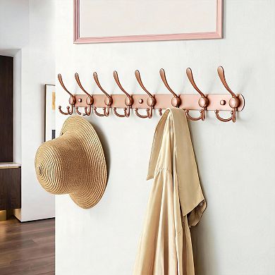 Wall Coat Rack 29.5" 8 Hooks Heavy Duty Entryway