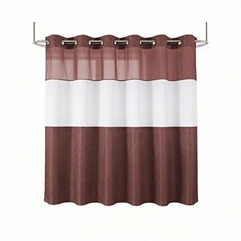 Waffle Snap-In Waterproof Shower Curtain Set with Mesh Window
