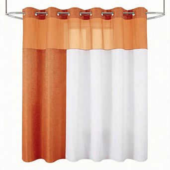 Waffle Snap-In Waterproof Shower Curtain Set with Mesh Window