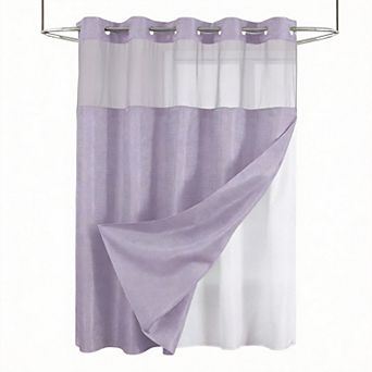 Waffle Snap-In Waterproof Shower Curtain Set with Mesh Window