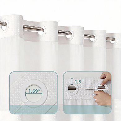 Waffle Weave Snap-in Liner Shower Curtain Waterproof Hotel Mesh Window 230gsm 1set