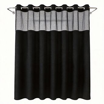 Waffle Weave Snap-in Liner Shower Curtain Waterproof Hotel Mesh Window 230gsm 1set