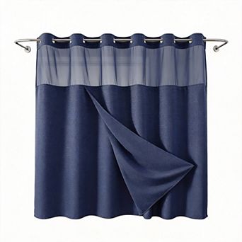 Waffle Weave Snap-in Liner Shower Curtain Waterproof Hotel Mesh Window 230gsm 1set