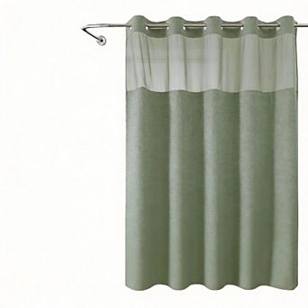 Waffle Weave Snap-in Liner Shower Curtain Waterproof Hotel Mesh Window 230gsm 1set