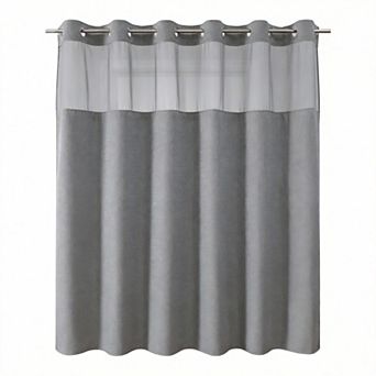Waffle Weave Snap-in Liner Shower Curtain Waterproof Hotel Mesh Window 230gsm 1set