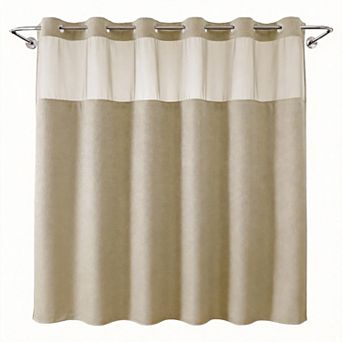 Waffle Weave Snap-in Liner Shower Curtain Waterproof Hotel Mesh Window 230gsm 1set