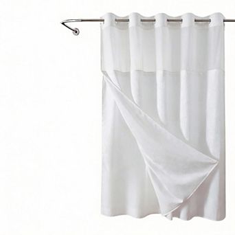 Waffle Weave Snap-in Liner Shower Curtain Waterproof Hotel Mesh Window 230gsm 1set