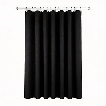 12 hooks Waffle Weave Fabric Shower Curtain Heavy Duty Hotel Luxury Weighted Hooks