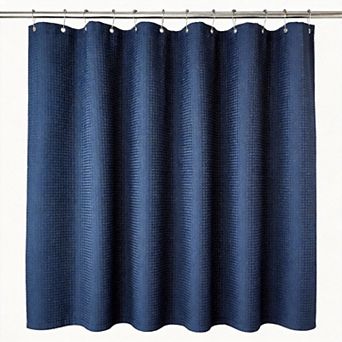 12 hooks Waffle Weave Fabric Shower Curtain Heavy Duty Hotel Luxury Weighted Hooks