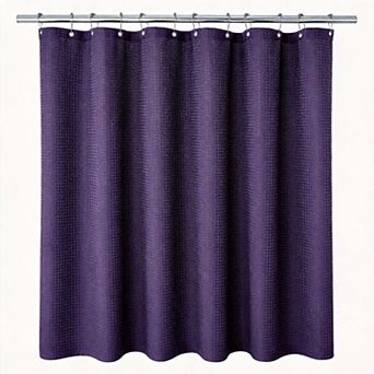 12 hooks Waffle Weave Fabric Shower Curtain Heavy Duty Hotel Luxury Weighted Hooks