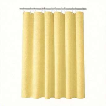 12 hooks Waffle Weave Fabric Shower Curtain Heavy Duty Hotel Luxury Weighted Hooks