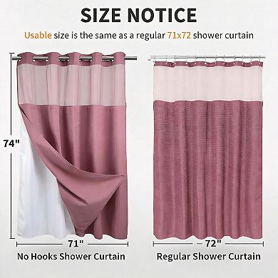 Heavyweight Snap-In Waffle Shower Curtain Hotel Spa 100% Polyester