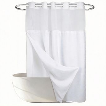 Heavyweight Snap-In Waffle Shower Curtain Hotel Spa 100% Polyester