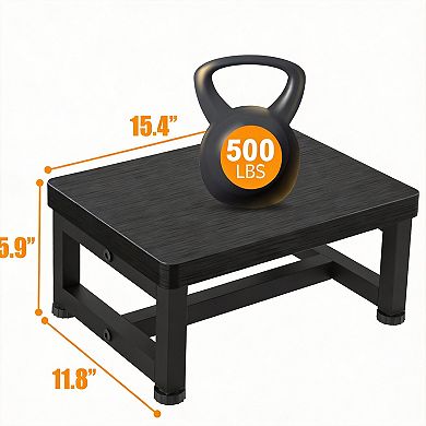 500lbs Wooden Step Stool Non-Slip Rubber Feet Heavy Duty Bedroom Kitchen Bathroom