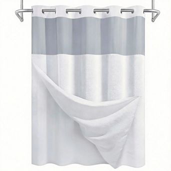 Long Waffle Shower Curtain with Liner Heavy Duty 230gsm Polyester