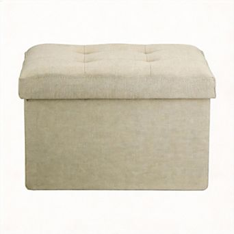 Ottoman Storage Footrest Stool Under Desk Folding Linen