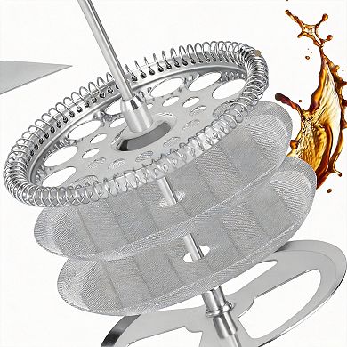 34 Ounce French Press Coffee Maker Real Wood Handle Double Wall Dual Filter Stainless