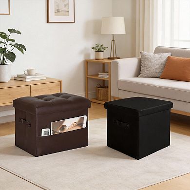 Foldable Storage Ottoman Footstool Padded Bench Under Desk 350lbs