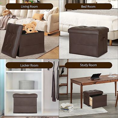 Foldable Storage Ottoman Footstool Padded Bench Under Desk 350lbs