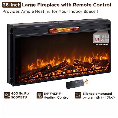 Farmhouse Electric Fireplace Mantel TV Stand Heater 3D Flame 120lb