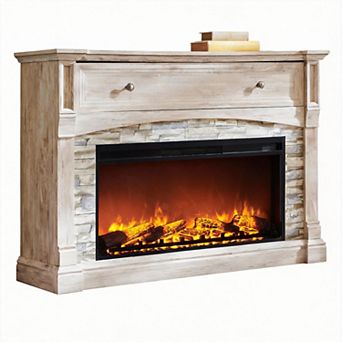 Farmhouse Electric Fireplace Mantel TV Stand Heater 3D Flame 120lb