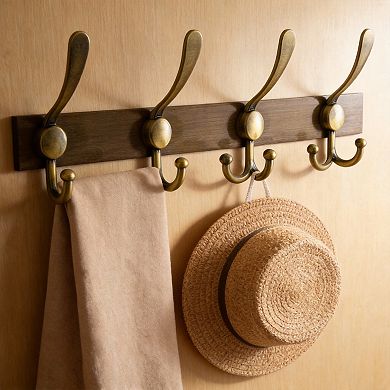 Wall Coat Rack 5 Hooks 16" Stainless 2-Pack