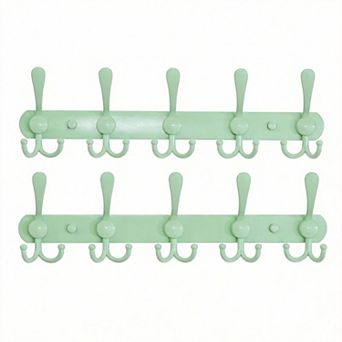 Wall Coat Rack 5 Hooks 16" Stainless 2-Pack