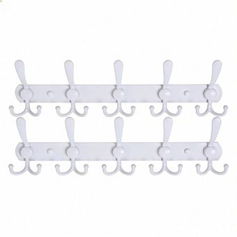 Wall Coat Rack 5 Hooks 16" Stainless 2-Pack