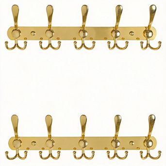 Wall Coat Rack 5 Hooks 16" Stainless 2-Pack