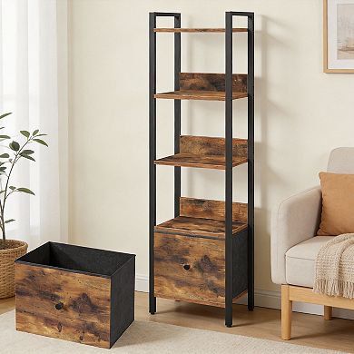 5-Tier Bookshelf with Drawer Storage Organizer